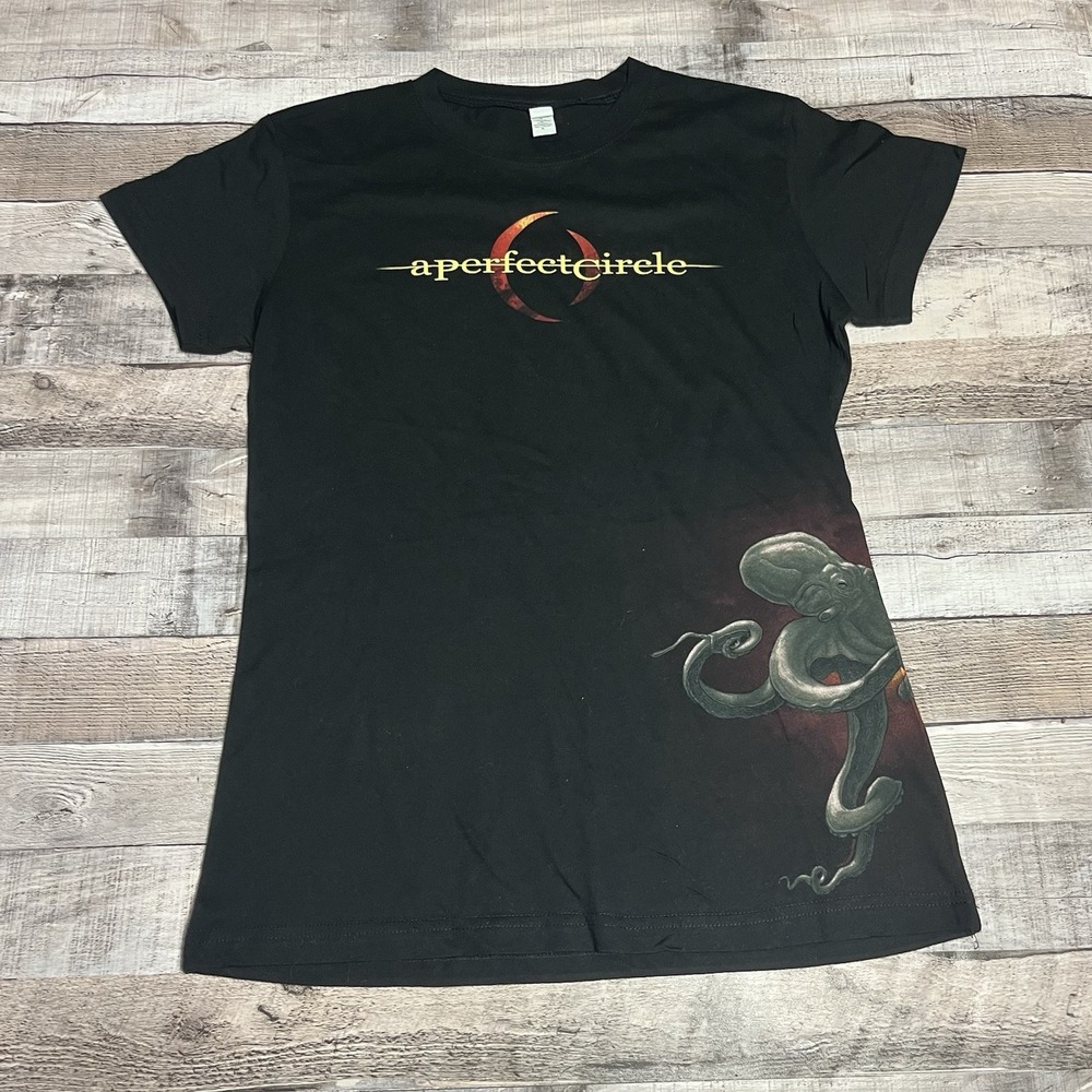 A Perfect Circle Shirt Women's Size XL Black 2000s Rock Band Tee Octopus